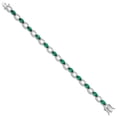thumbnail image 5 of Auriga Fine Jewelry 925 Sterling Silver Rhodium-plated White and Green CZ Link Bracelet 8inch for Women, 5 of 6