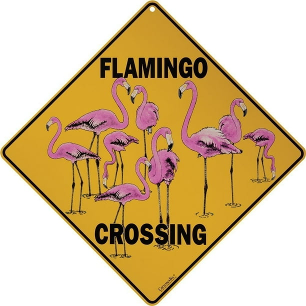Flamingo Crossing 12 X 12 Aluminum Sign 12 X 12 Caution Yellow Aluminum By Crossings By Toms Bird Feeders Walmart Com Walmart Com