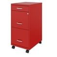 thumbnail image 4 of Space Solutions 18" Deep 3 Drawer Mobile Letter Width Vertical File Cabinet, Red, 4 of 6