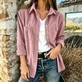 thumbnail image 2 of Atogsazn Women's Button Down Shacket Jacket Casual Ribbed Corduroy Long Sleeve Oversized Shirt Fall Winter Tops Pink M Fashion, 2 of 7