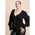 thumbnail image 3 of ELOQUII Women's Plus Size Rounded Sleeve Cardigan, 3 of 6