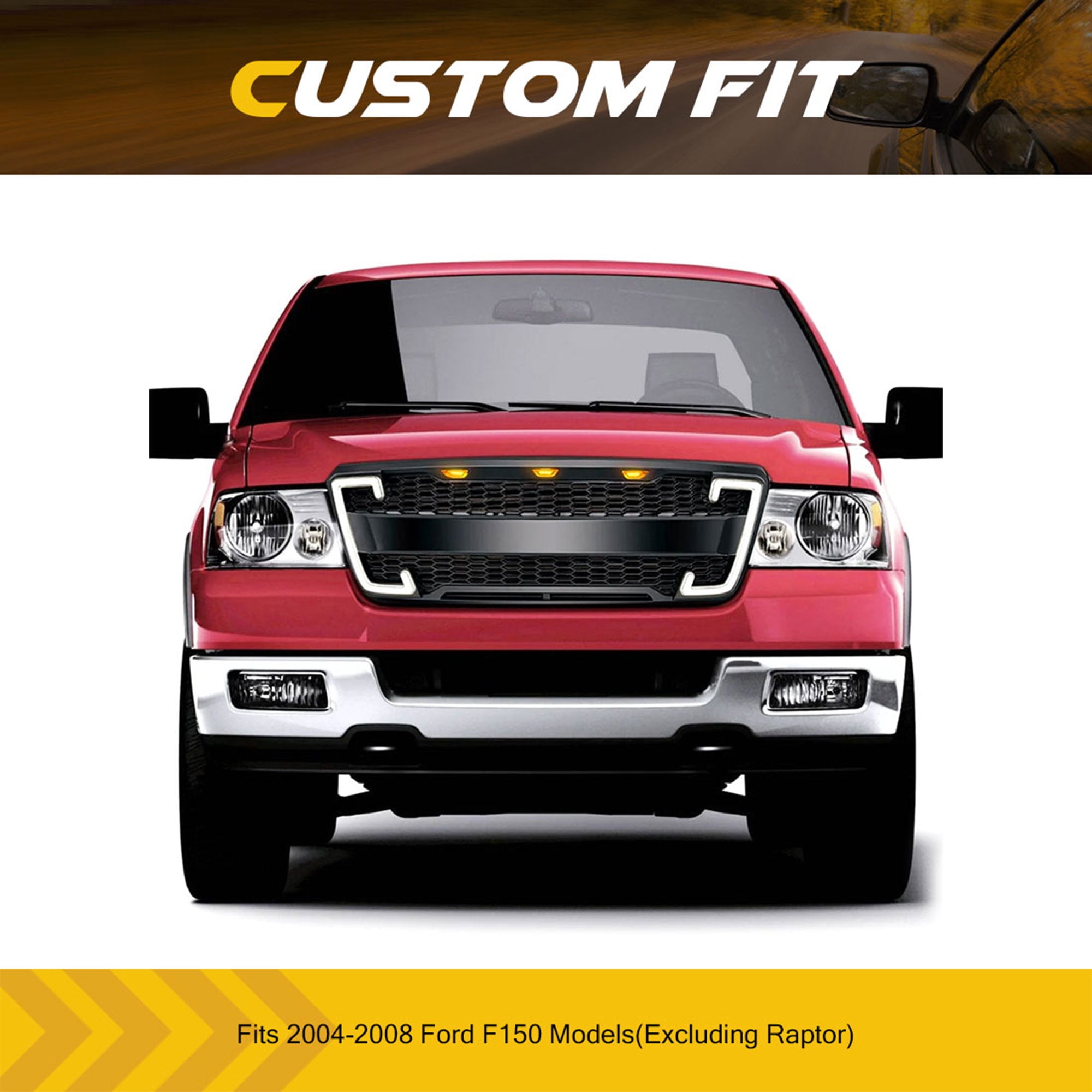 AMERICAN MODIFIED Raptor-Style Grille w/Turn Signal Lights, 04-08 Ford F150