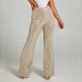 thumbnail image 3 of Sequin Bell Bottom Pants Women High Waist Glitter Wide Leg Pants Slim Sparkle Flared Trousers for Disco Party Club, 3 of 6
