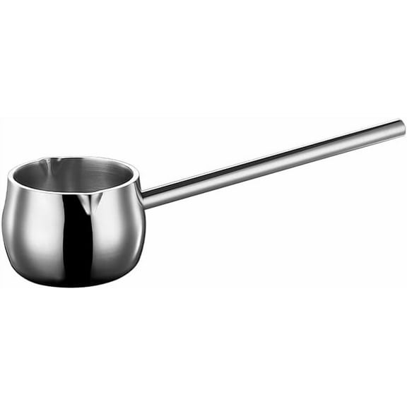 ABPETE Mini Butter Warmer with Long Handle Induction Milk Warmer Pot Small Saucepan SUS304 Tri-Ply Stainless Steel (10oz/300ml)