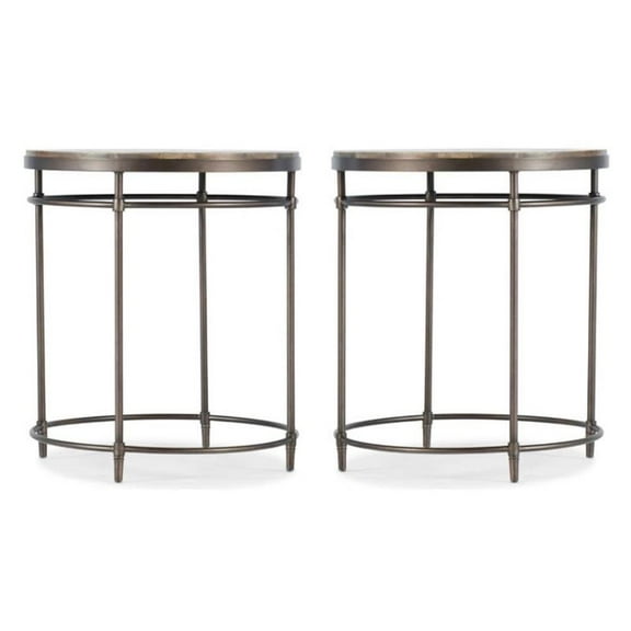 Home Square 22" Round End Table in Light Wood Finish - Set of 2