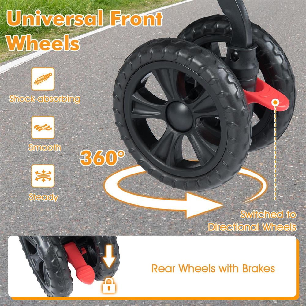 Yardi Yarda Foldable Double Pet Stroller with Adjustable Sunshade and Storage Basket, Dog Strollers, Pet Gear Stroller-Gray