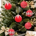 thumbnail image 6 of 6Pcs Flocking Christmas Ball Ornaments Set Shatterproof Xmas Tree Decorations, 6 of 9