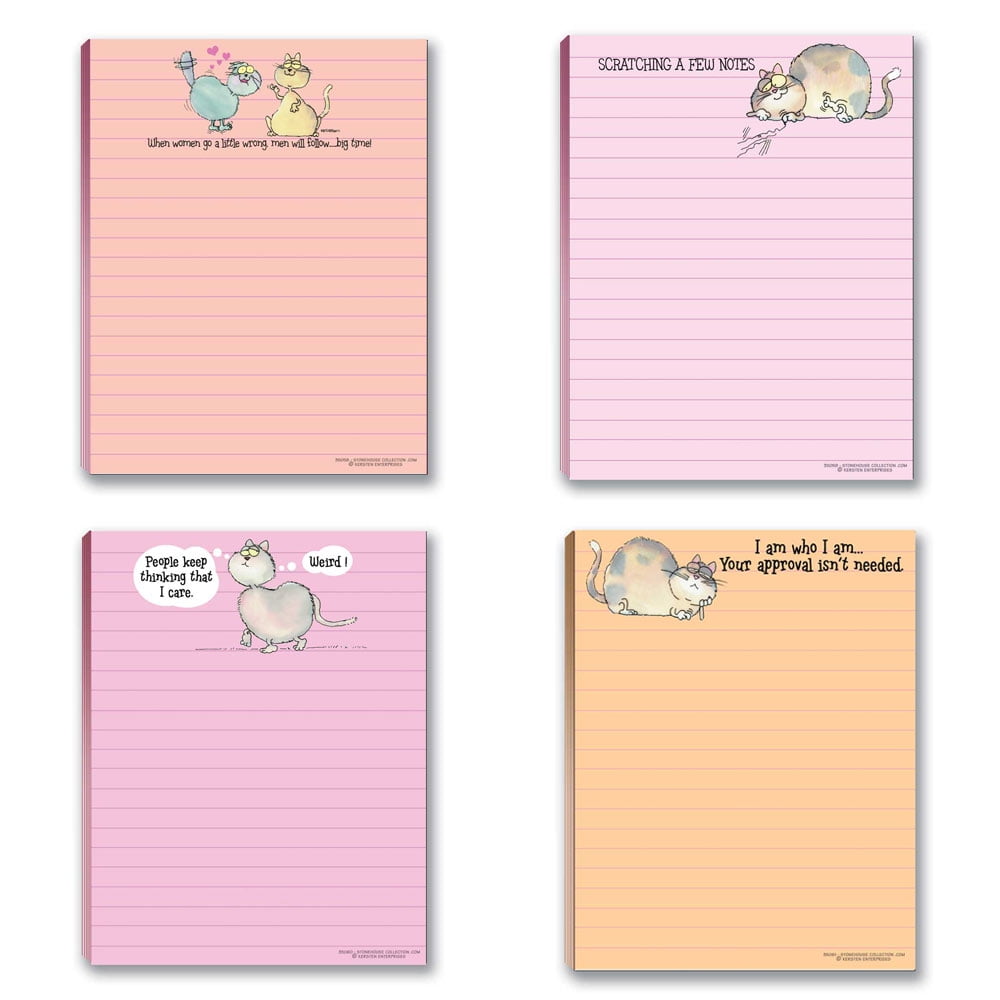Funny Cat Theme Pads 4 Assorted Kitty Note Pads