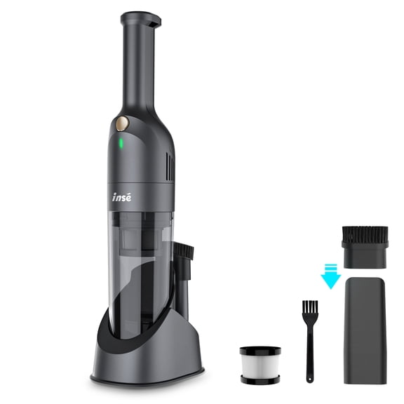 INSE Handheld Cordless Vacuum Cleaner - 10000Pa Powerful Suction, 30 Mins Runtime, Rechargeable Mini Vacuum for Car, Home, Pet Hair, Hardwood Floor (Grey)