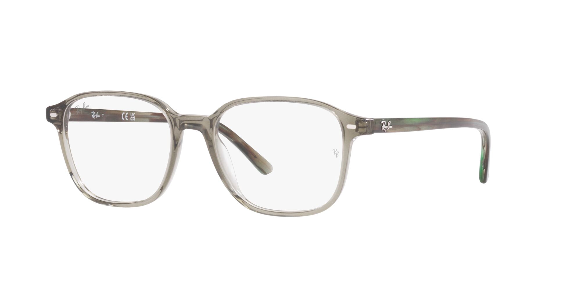 Ray-Ban Leonard Optics Glasses, Prescription Eyeglasses with Case, Demo Lens/Transparent Green, Size 51