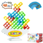 48 Pcs Tetra Tower Balance Stacking Blocks Game, Board Games for 2 Players+ Family Games