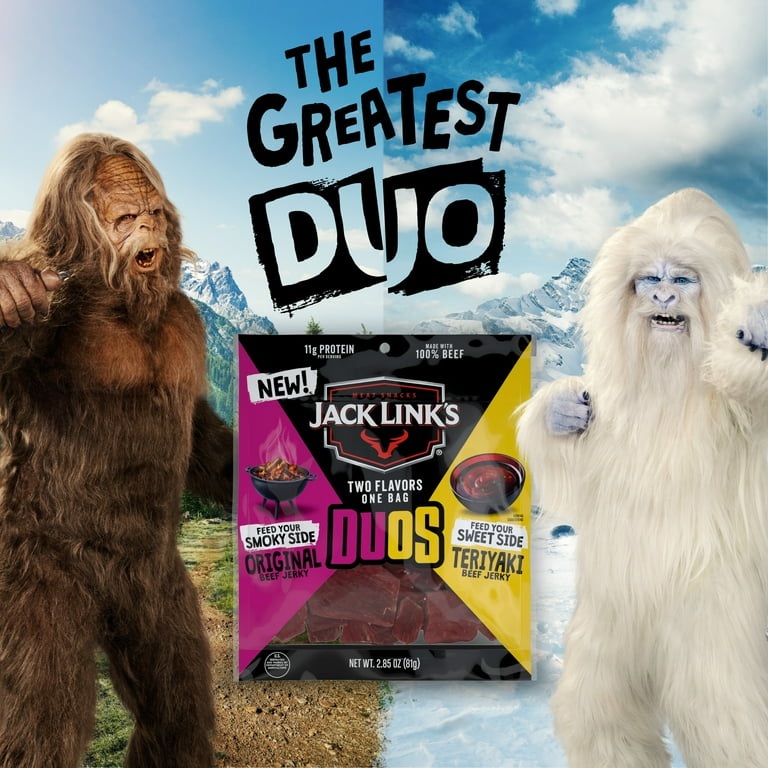 DUO men 4個セット Jack Link's DUOS Original and Teriyaki Beef Jerky, 2.85oz
