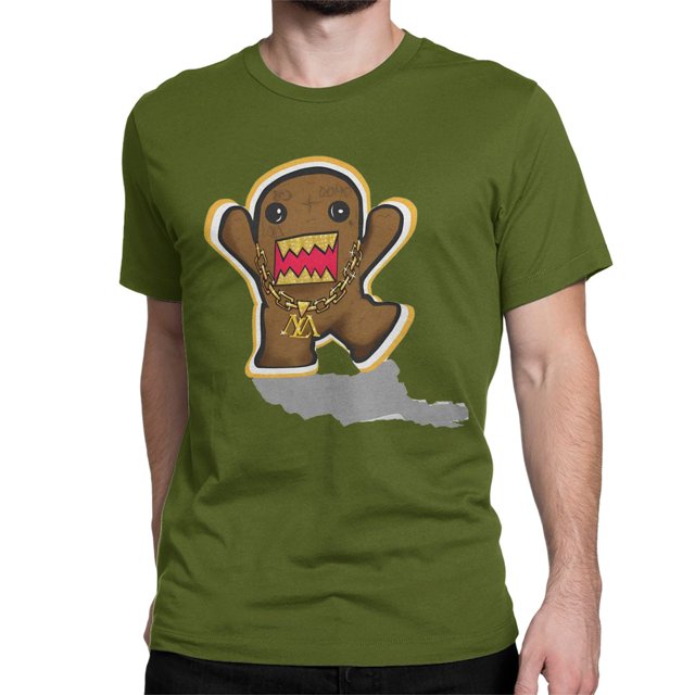 Camisetas de algodón con diseño de Domo Tattoo con parrilla para hombre y mujer, camisetas de manga corta con dibujos animados de Domo Kun marrón.