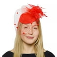 thumbnail image 1 of Feathery Red Fascinator with Lace Veil Adult Costume Hat, 1 of 2