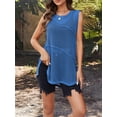 thumbnail image 3 of Musuos Women's Summer Knit Tank Tops Solid Color Round Neck Hollow Out Loose Vest Streetwear, 3 of 8
