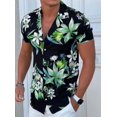 thumbnail image 1 of Men's Summer Flower Button Street 3D Print Hawaiian Beach Breathable Short sleeved Shirt, 1 of 5