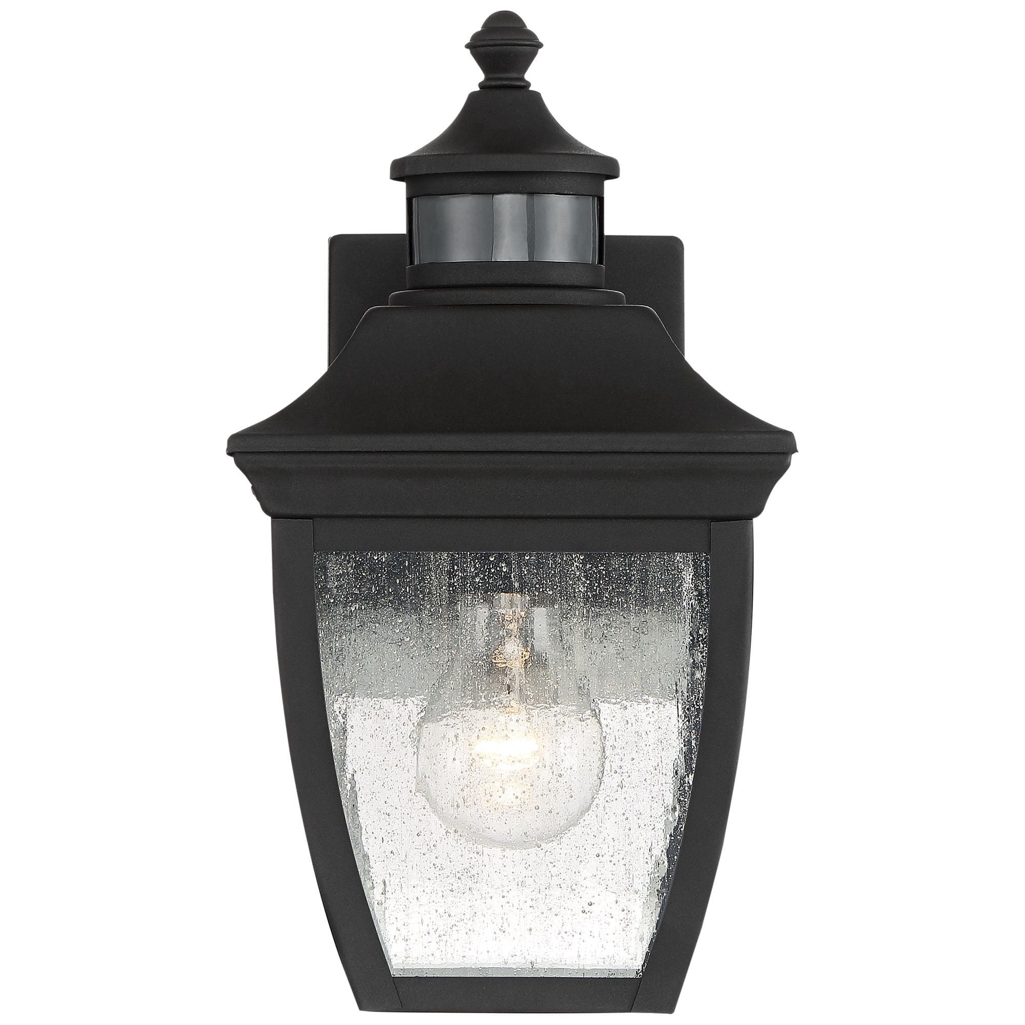 John Timberland Outdoor Wall Light Fixture Black 12" Clear Seedy Glass Motion Security Sensor for Exterior House Porch Patio Deck