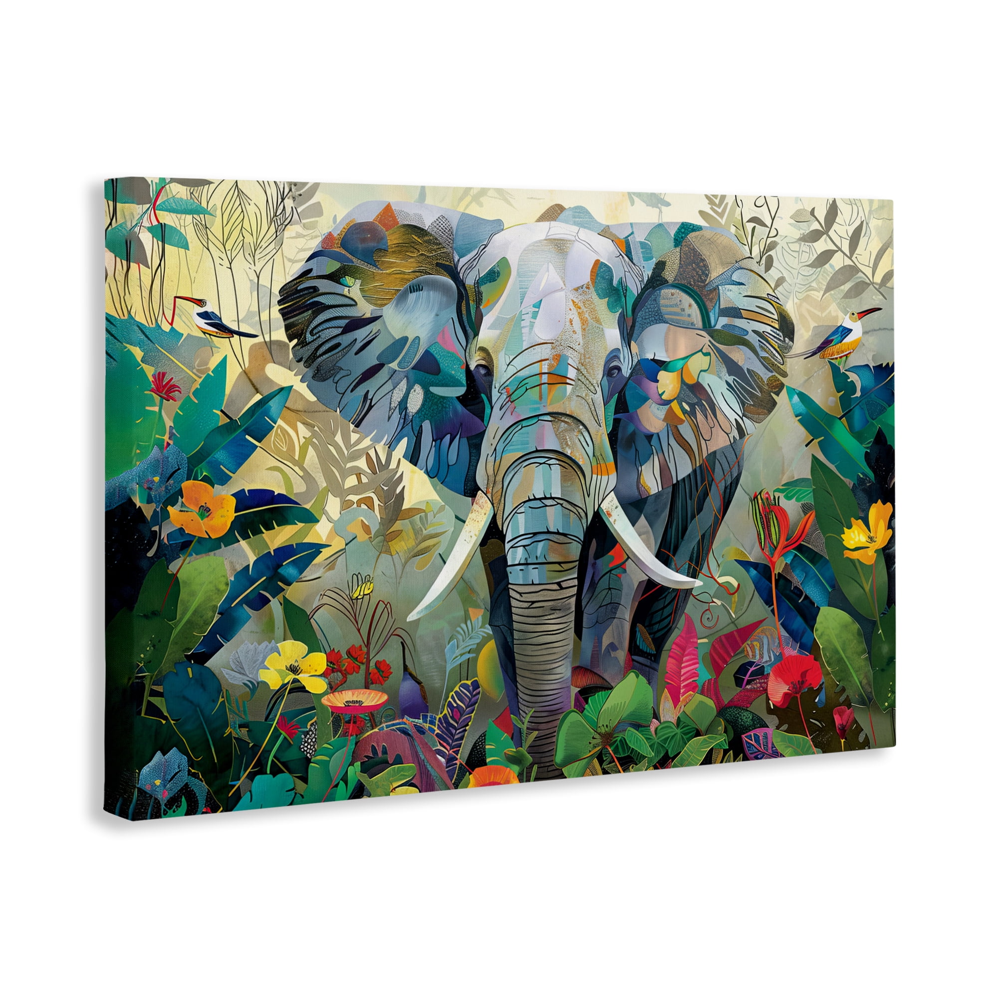 Stupell Industries Elephant's Realm in Tropical Bloom Canvas Wall Art, design by Lazar Studio
