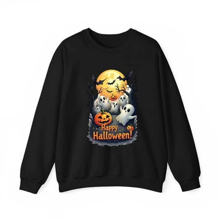 Halloween Cotton Round-neck long-sleeved Season Pumpkins Sweatshirt Design Comfortable Black S-3XL