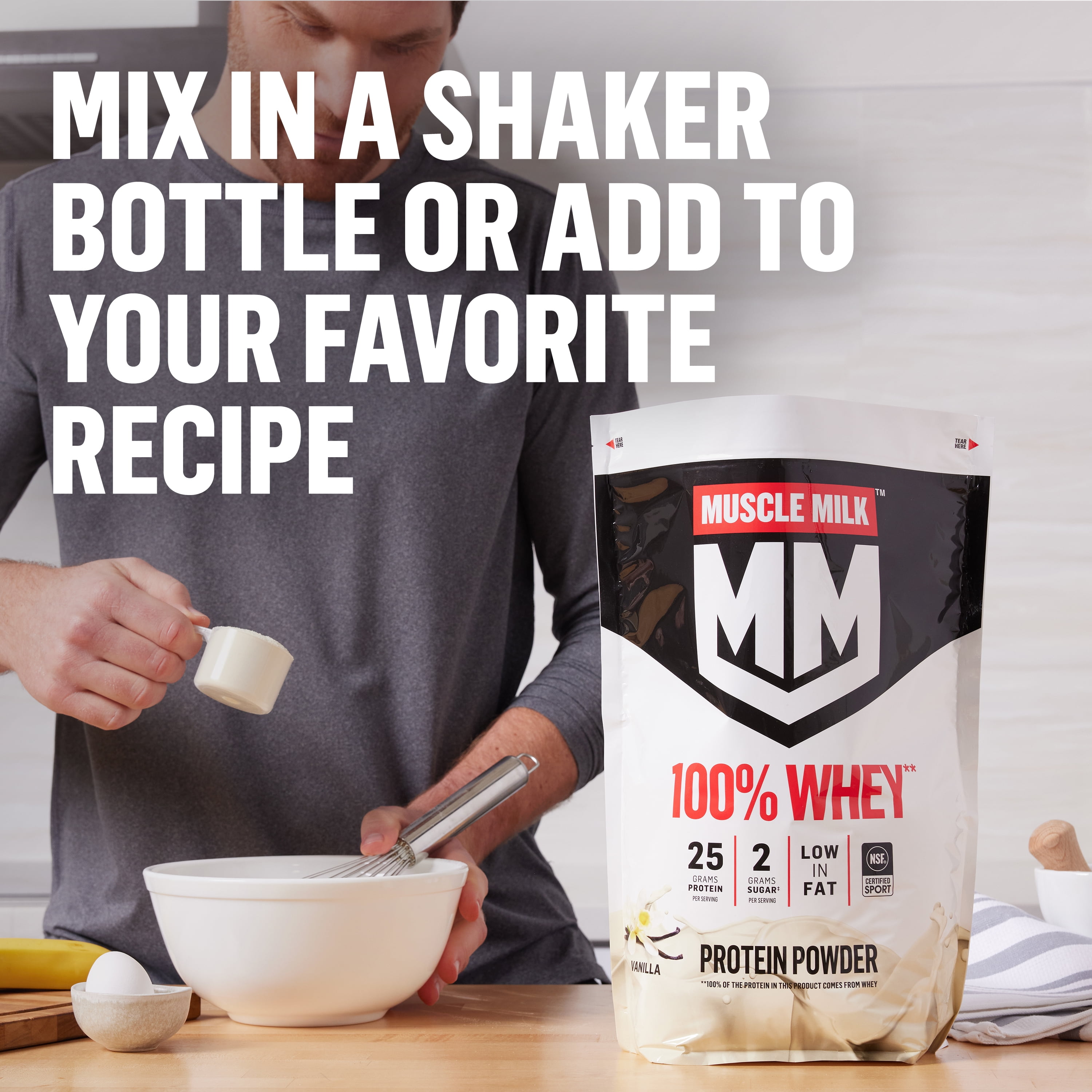 Muscle Milk 100% Whey Protein Powder, Vanilla, 5 Pound Bag