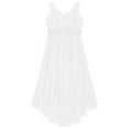 thumbnail image 4 of iiniim Girls V Neck Chiffon Asymmetrical Prom Party Flower Girls Bridesmaid Wedding Dress White 16, 4 of 7