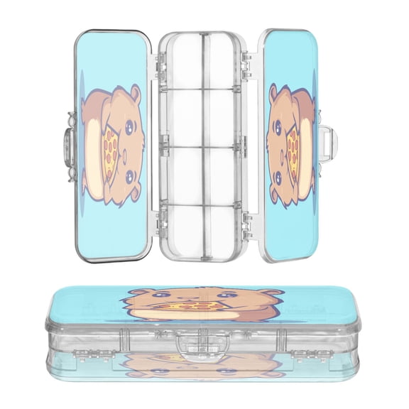 Plastic Pencil Box Large Capacity Pencil Boxes Clear Boxes with Snap-Tight Lid Stylish Office Supplies Storage Organizer Box Cute Capybara
