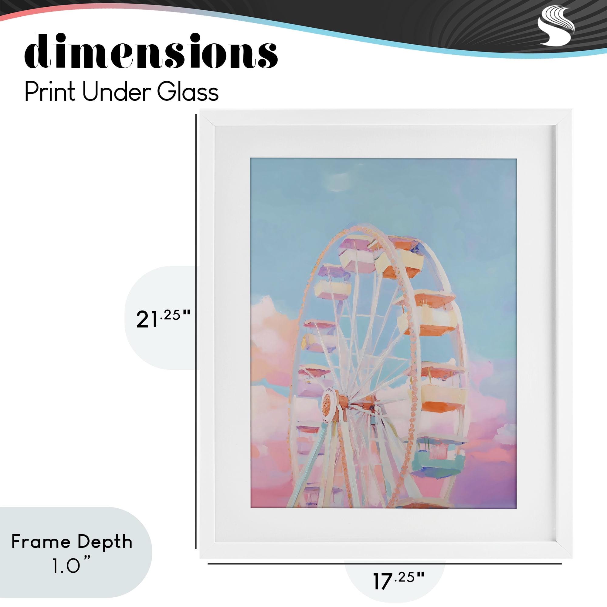 Stupell Industries Ferris Wheel & Cotton Candy Sky White Framed Print Under Glass, design by The Prints Vibe