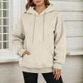 thumbnail image 4 of Fall Hoodie for Women 2025 Long Sleeve Plain Basic Hooded Sweatshirt with Pockets Essentials Womens Hoodie Pullover, 4 of 5