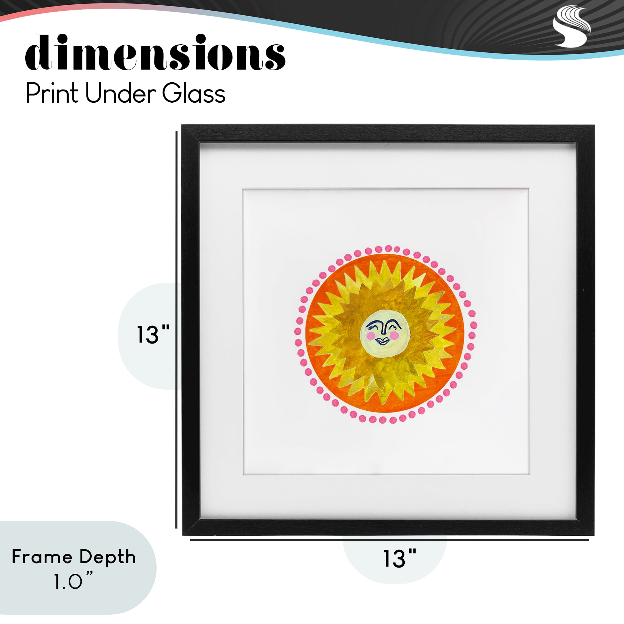 Stupell Industries Yellow & Orange Smiling Sun Black Framed Print Under Glass, design by Katherine Herrell Studio