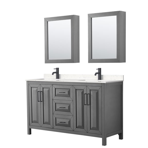 Wyndham Collection Wcv252560d-Vca-Med Daria 60" Free Standing Double Basin Vanity Set -