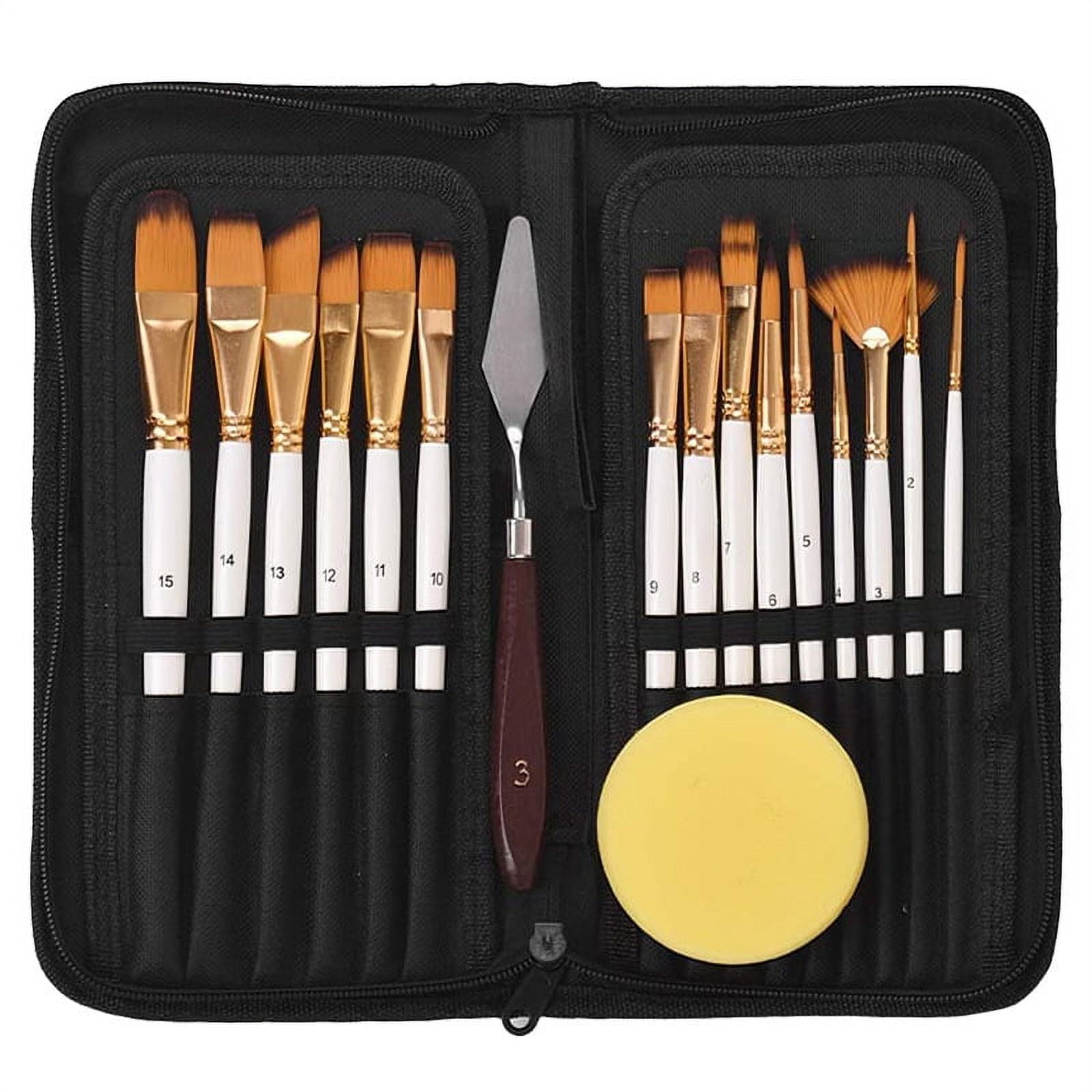 Yozhu Paint Brush Set, 15 Piece Professional Artist Paint Brushes Kit