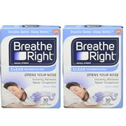 Breathe Right Clear Nasal Strips, Clear, Large, 30 Ct (2 Pack) (Bundle)