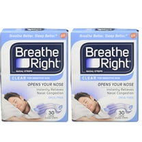 Breathe Right Clear Nasal Strips, Clear, Large, 30 Ct (2 Pack) (Bundle)