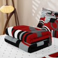 thumbnail image 5 of Erosebridal Contemporary Circular Zipper Twin Comforter Sets with Fitted Sheet and 2 Pillowcases for Boys Girls, Block Rectangle Print Zipper Bedding Set, Red Black, Reversible, 4 Pieces, 5 of 7