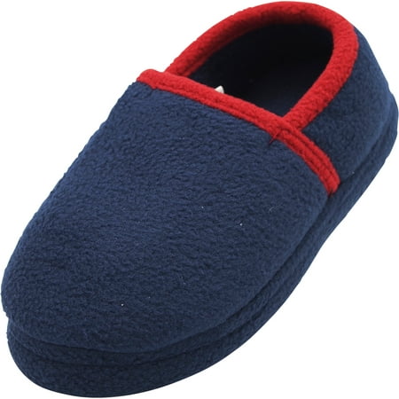 

NORTY Toddler Boys Memory Foam Slippers Loafers Navy Red - Runs 1 Size Small