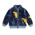 thumbnail image 2 of Toddler Boys Girls Dinosaur Print Fleece Bomber Jacket Zip Up Warm Coat 2-3 Years Kids Fall Winter Coats, 2 of 4