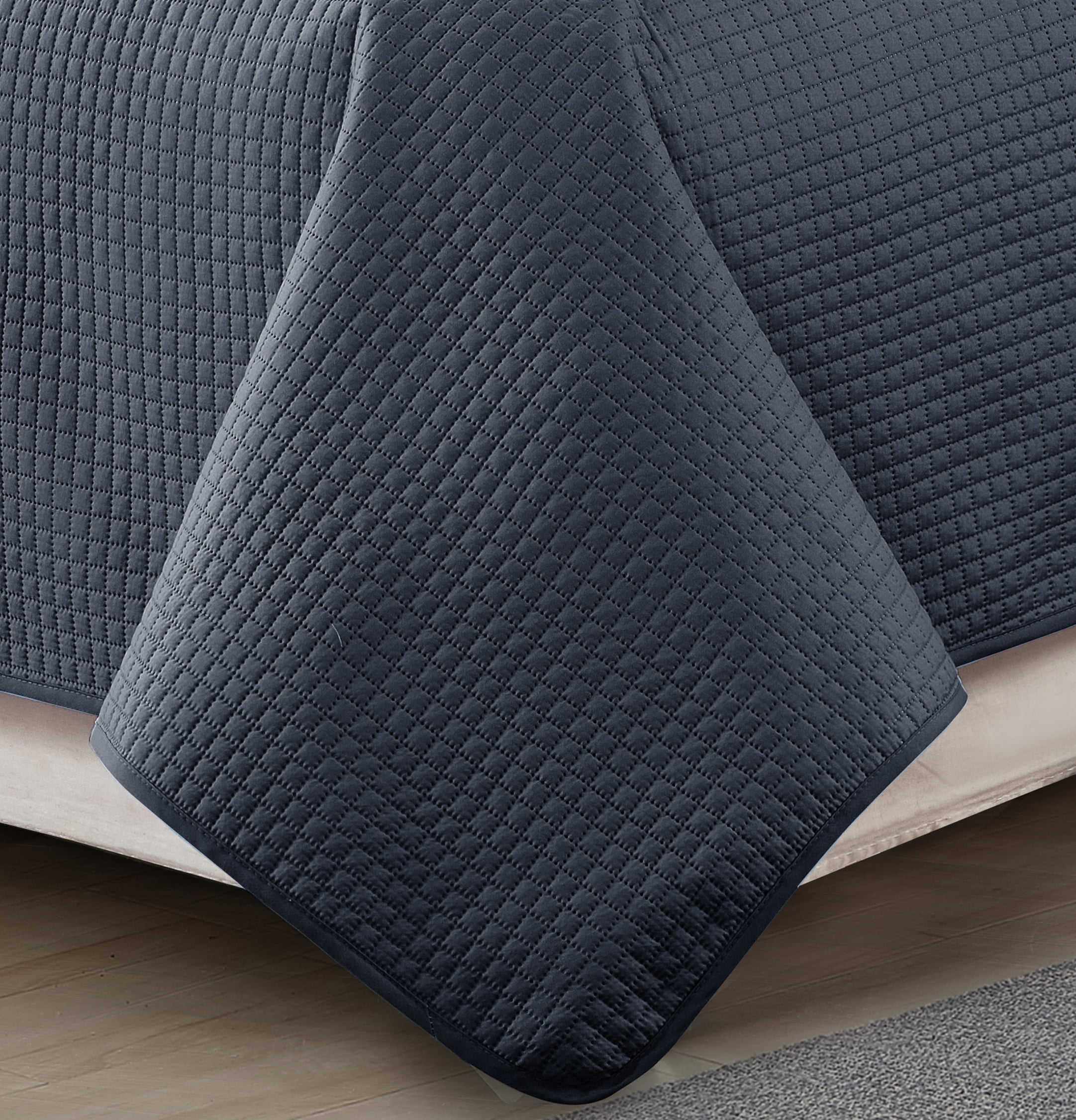 Harper Lane Carter Box Stitch 3-piece Quilt Set Charcoal King
