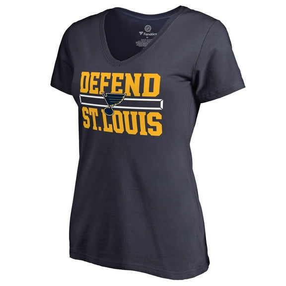 Women's Navy St. Louis Blues Hometown Collection Defend V-Neck T-Shirt