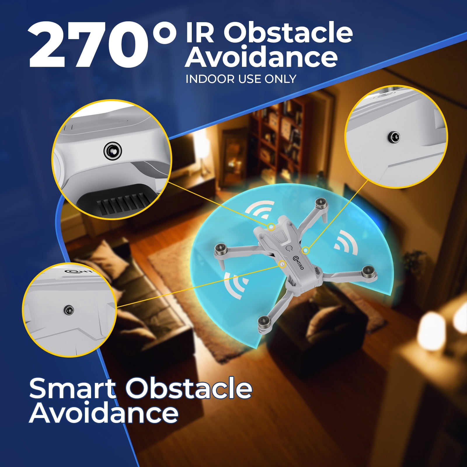 Contixo F21 Foldable Drones for Adults with Camera, 1080P Dual Camera Drone with 3-Way Obstacle Avoidance, Gray