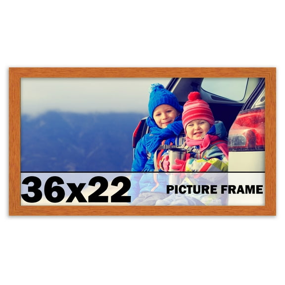 36x22 Frame Honey Pecan Brown Picture Frame - Modern Photo Frame Includes UV Acrylic Shatter Guard