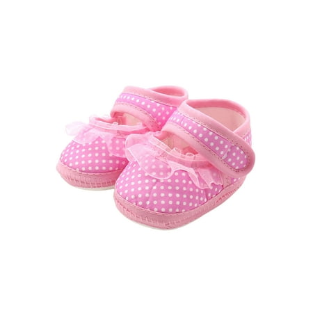 

Woobling Baby Girls Boys Crib Shoes Soft Sole First Walking Shoe Prewalker Flats Wedding Lightweight Comfort Casual Polka Dot Pink 4.5C