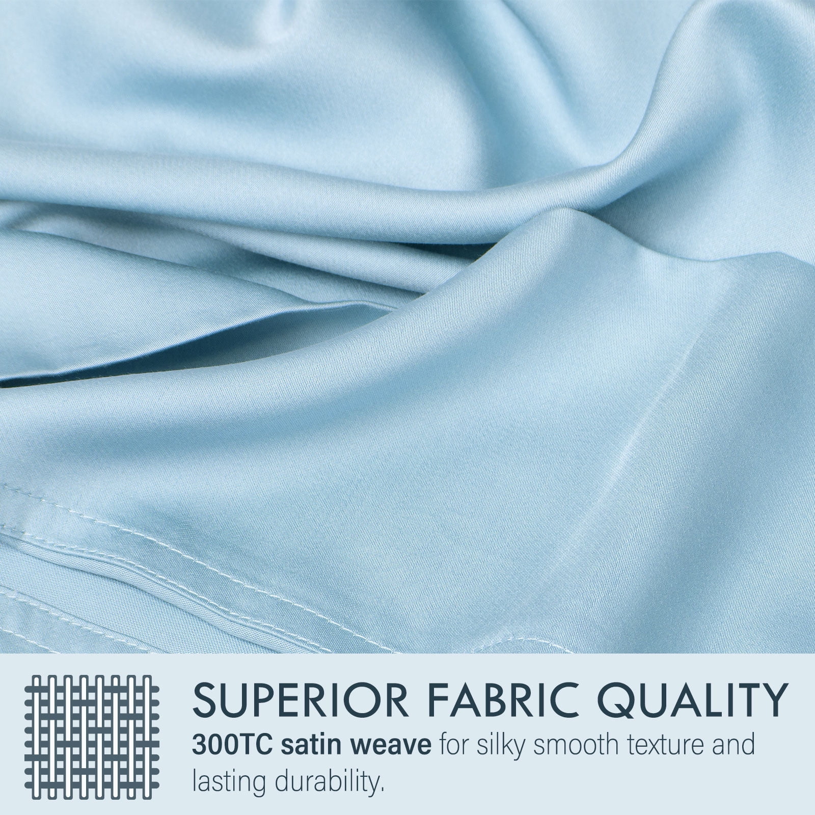 ClevaHome 4-Piece Full Bamboo Bed Sheet Set, 100% Organic Cooling Fabric, 16" Deep Pocket, Light blue