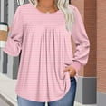 thumbnail image 4 of JDQJBZ Hauts d'Été pour Femmes, Hauts Grande Taille pour Femmes, Hauts à Manches Longues pour Femmes, Col Rond Imprimé Rayé, Vêtements de Maison Décontractés Printemps Été, T-Shirts Amples pour Femmes, 4 of 5