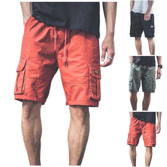 Thousandth Streetwear Cargo Shorts Men Vintage Elastic Waist Everyday Shorts Drawstring Casual Work Shorts Breathable Fashion Summer Shorts for Men