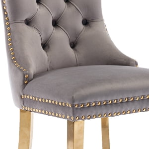 034 Grey Velvet, Gold Legs
