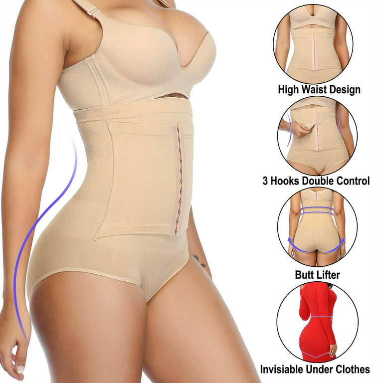 VASLANDA Waist Trainer for Women Seamless Butt Lifter Panty Hi-Waist Double  Tummy Control Shapewear Stomach Body Shaper Postpartum Faja