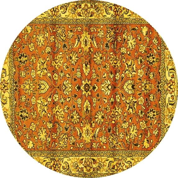 Ahgly Company Indoor Round Persian Yellow Traditional Area Rugs, 5' Round