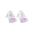 thumbnail image 2 of BemeyourBBs Baby Girl First Birthday Outfit 1Years Old 1st Birthday Clothes Letter Print Long Sleeve Romper Tulle Tutu Skirt and Bow Headband 3 Pcs Clothing Set, 2 of 9