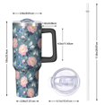 thumbnail image 2 of 40oz Pioneer Flower Floral Print Pattern Insulated Tumbler with Handle, BPA-Free Leak Proof Lid and Straws, Double Wall Vacuum, Hot 12h/Cold 34h, 2 of 6