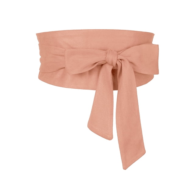 Cinturón Obi sólido para mujeres de tallas grandes INSPIRE CHIC, cinturón de lazo autoadherente, cinturón ancho para cintura de vestido 22.05-32.28" color coral